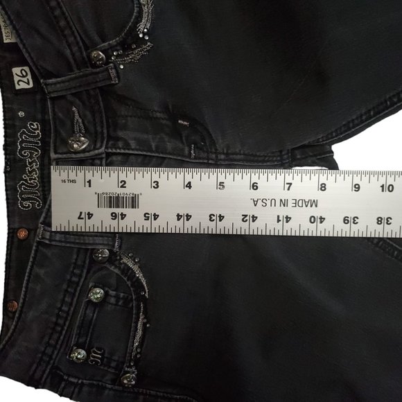 Miss Me JE5764GR Skinny 26 (M 26x30 7" Low Rise) Black *Missing Button* Jeans A9 - Picture 13 of 13